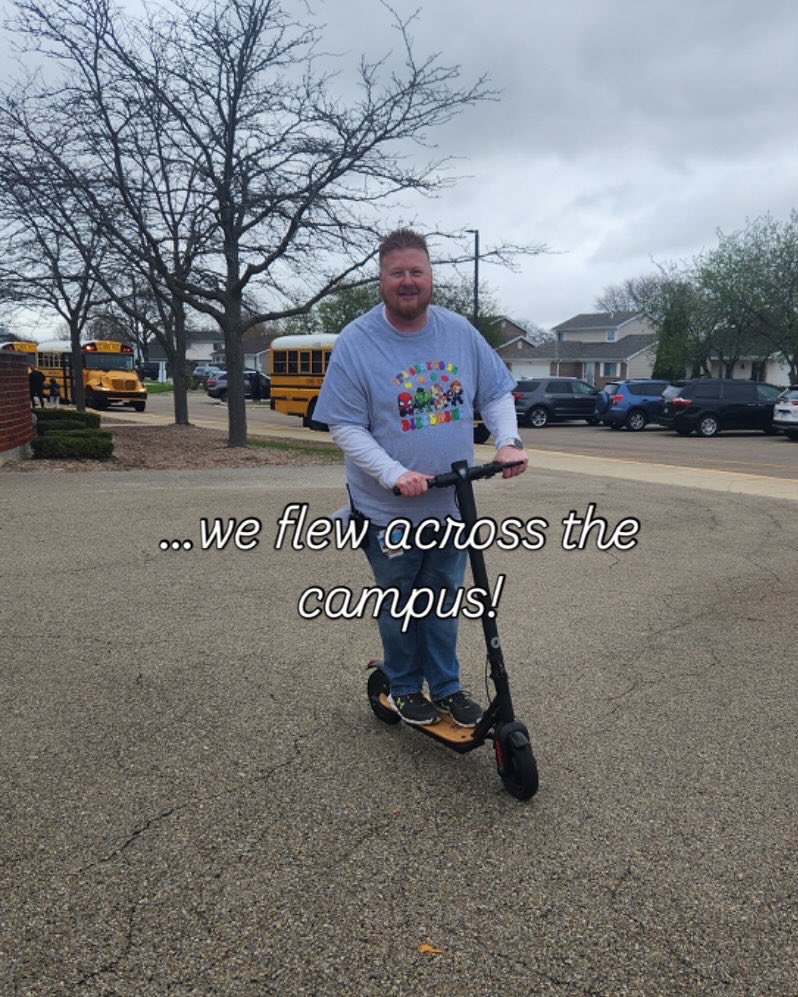 ndupuis5's tweet photo. When the kids raise over $15,000 during the Glow Run, you promise them their Administrators will ride around on scooters!!!! Thanks to our PTO for organizing the event and for the new playground equipment coming soon!!!! @sdu46 @DrBGarfield https://t.co/Flw7CcysbN