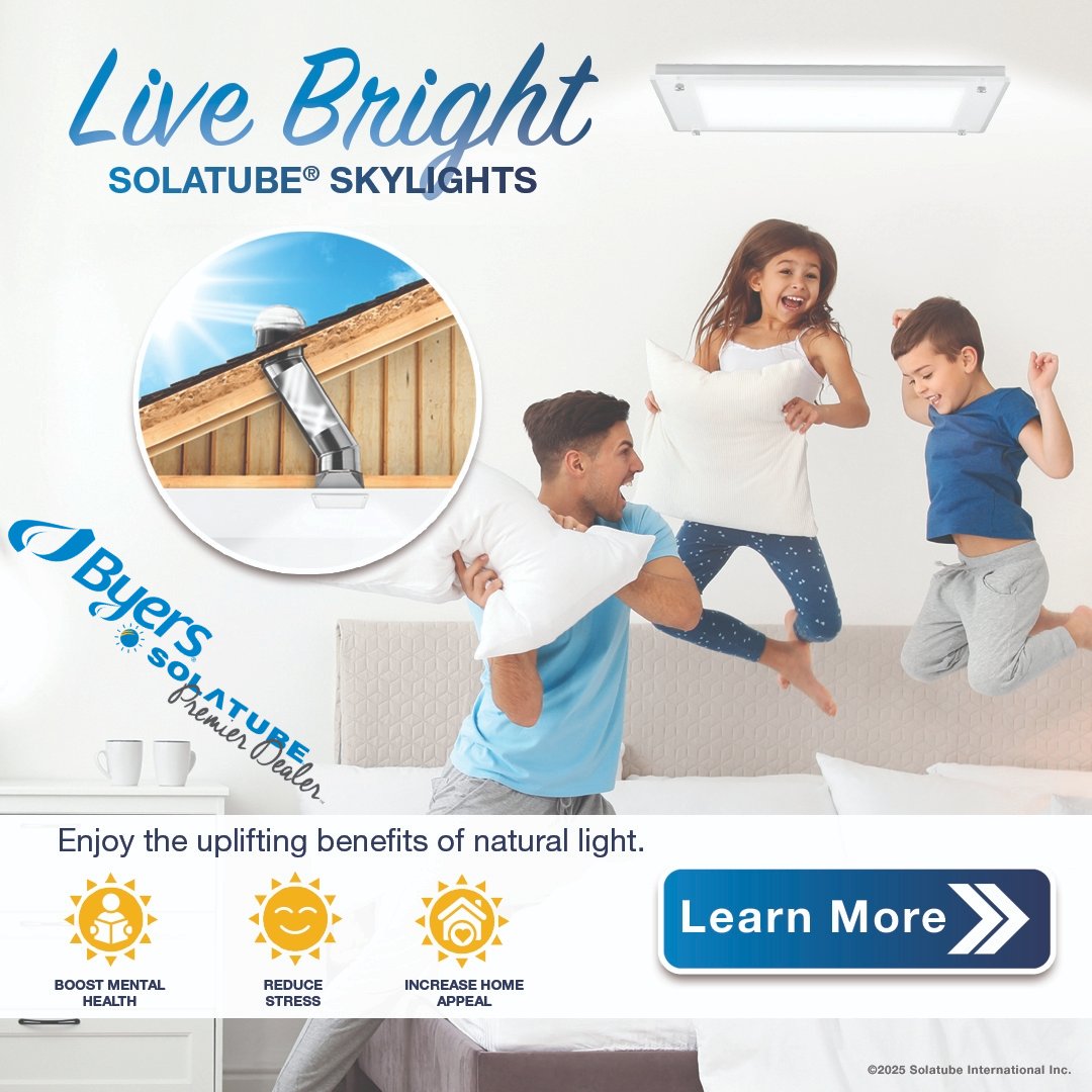 ThatsByers's tweet image. Bright idea 💡Get up to $200 off Solatube skylights + 50% off your 3rd during the Pre-Season Sale!
☀️ Add a solar night light &amp;amp; get a 30% federal tax credit too! Natural light never looked so smart.
👉 thatsbyers.com/solatube
#Solatube #SkylightSavings #ThatsByers