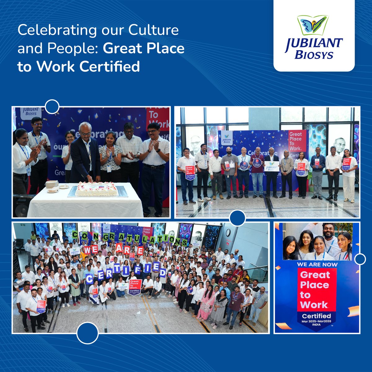 Jubilant Biosys Limited (@jubilantbiosys) on Twitter photo We’re thrilled to share that Jubilant Biosys has been officially certified as a Great Place to Work®! This esteemed recognition is a testament to the dedication, passion, and hard work of our incredible team.
#CRO #CRDMO #CDMO #GreatPlacetoWork #JubilantBiosys <a href="/GPTW_India/">Great Place To Work India</a> We’re thrilled to share that Jubilant Biosys has been officially certified as a Great Place to Work®! This esteemed recognition is a testament to the dedication, passion, and hard work of our incredible team.
#CRO #CRDMO #CDMO #GreatPlacetoWork #JubilantBiosys <a href="/GPTW_India/">Great Place To Work India</a>