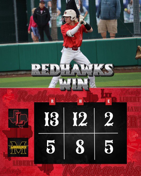 Put another one in the WIN column! RedHawks offense staying hot with a 13-5 victory.

Don’t forget game 2 will be on Thursday at The Nest, get out to the game as we look to finish the series with Memorial.

#HAWKS #BeCritical