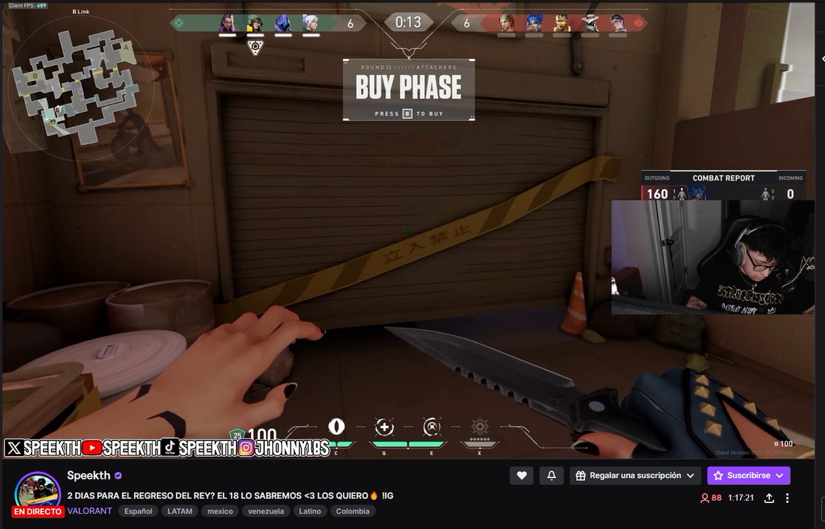 Nelman23's tweet photo. Streamer banneado del #Valorant que quiere regresar pidiendo por poder hacerlo. Jugando al Valorant en directo, esto es cine. Que no le regresen nada por favor. @VALORANTLATAM @VALORANTes @valesportsla @RiotSupportES @marinacobs https://t.co/laRBTdIAcA