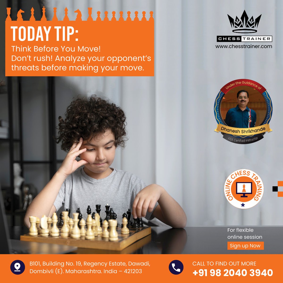 Chess_trainer91's tweet photo. ♟️ Today’s Tip: Think before you move!
Don’t rush-analyze threats, protect your pieces, and align with your strategy. Patience wins games!
💥Train smart. Play smarter.
🌐 https://t.co/dZm30JiHuc
#ChessTips #SmartMoves #ThinkBeforeYouMove #ChessCoachOnline #FIDE #ChessTrainer https://t.co/rcOEjtEOoa