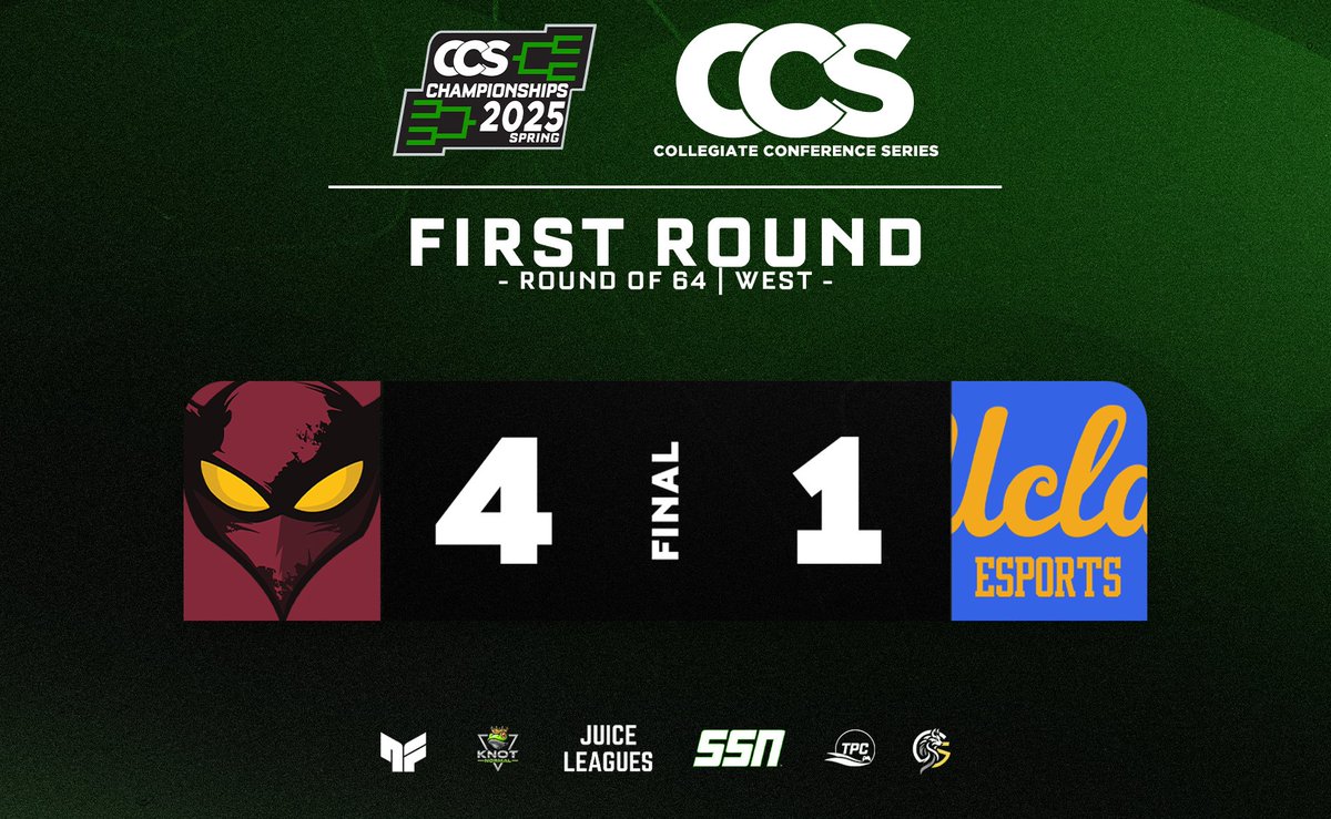 Collegiate Conference Series (@collegiateccs) on Twitter photo #8 ARIZONA STATE WIN THE FIRST 8/9 MATCHUP OF THE CCS CHAMPIONSHIPS AND ADVANCE TO THE ROUND OF 32!
<a href="/ASUesports/">Sun Devil Gaming</a> will take on #1 Missouri in the Round of 32 next Friday April 25th! #8 ARIZONA STATE WIN THE FIRST 8/9 MATCHUP OF THE CCS CHAMPIONSHIPS AND ADVANCE TO THE ROUND OF 32!
<a href="/ASUesports/">Sun Devil Gaming</a> will take on #1 Missouri in the Round of 32 next Friday April 25th!