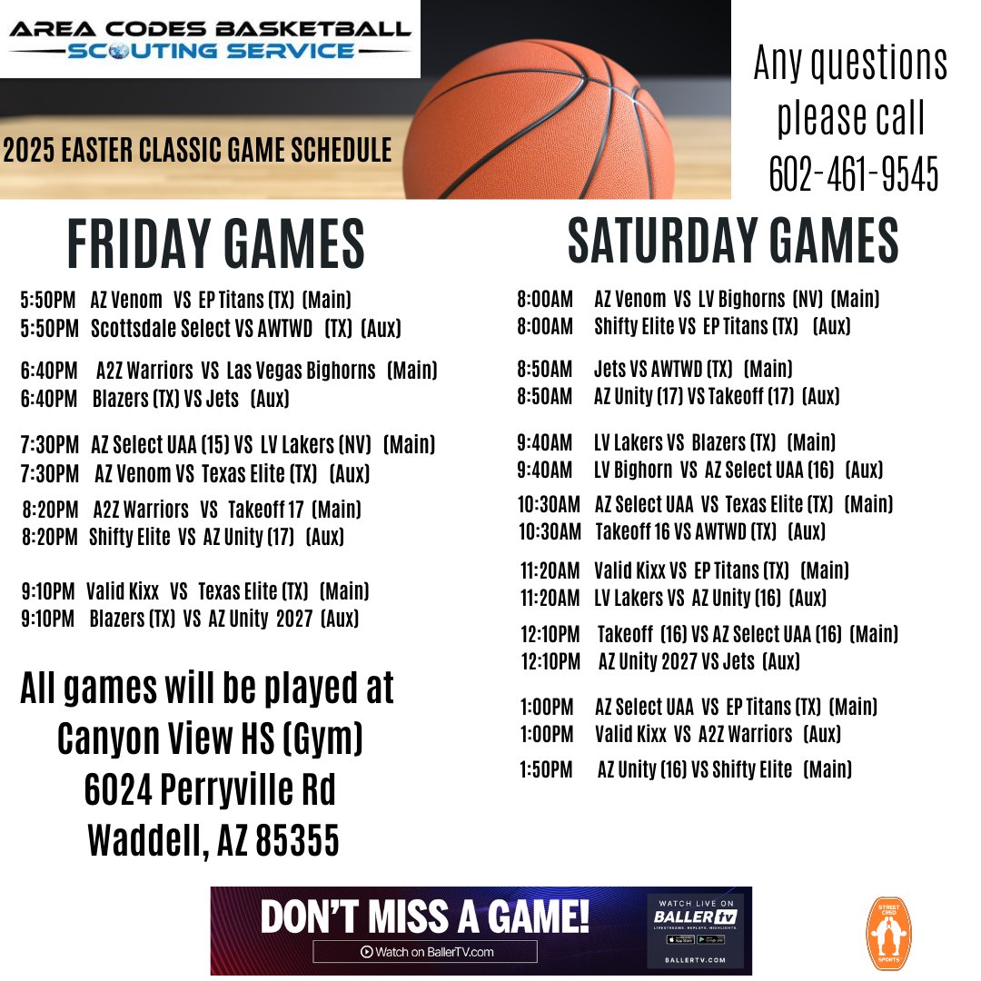 COLLEGE🏀COACHES 
My 17th Annual EASTER CLASSIC is April 18-19, 2025. All games will be Live-streamed <a href="/BallerTV/">BallerTV</a> if any college 🏀  coach at any level would like a complimentary College Coaches Packet, email Areacodesbasketball@aol.com