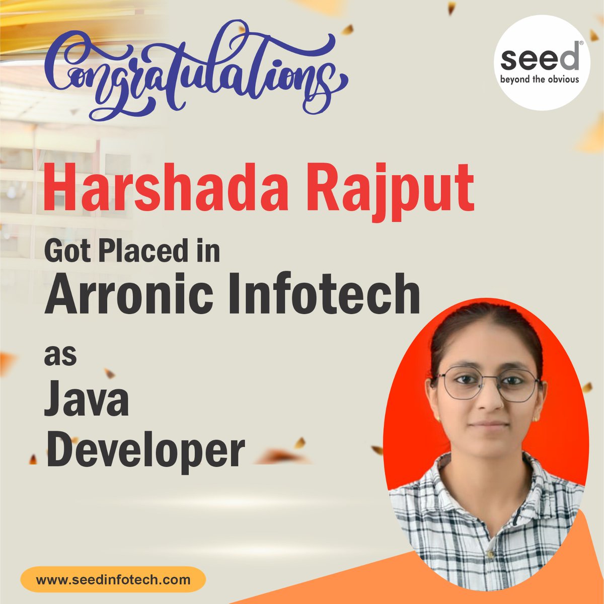 SEED_Infotech's tweet image. Hearty Congratulations, Harshada🎉
✌️ You've made us proud! Wishing you immense success in your career journey. 🌟
👉 Start your success story with SEED Infotech!
Join us and transform your dreams into reality. 💼
#Congratulations #JobSuccess #FullStackJava #JavaDevelopment