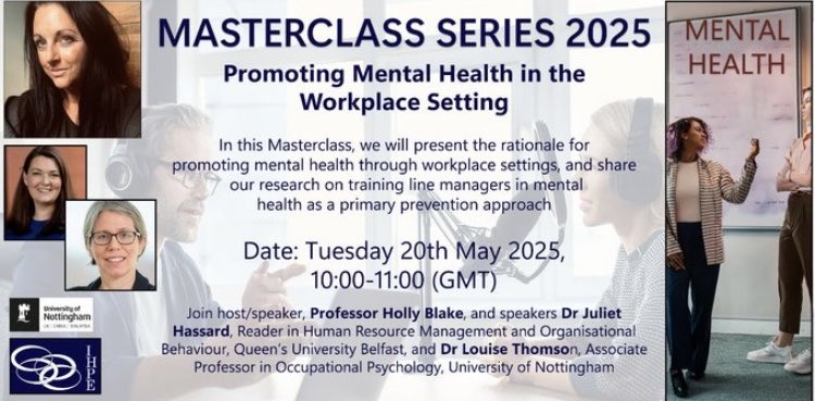 Free Masterclass. Promoting mental health in the workplace setting. 20th May. Only a few tickets left! eventbrite.co.uk/e/promoting-me…