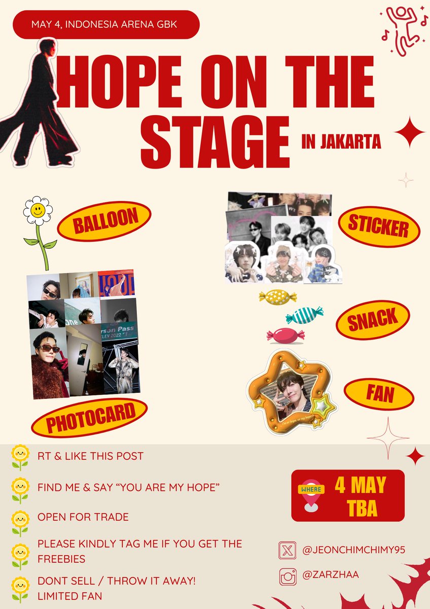 megorengsedapp's tweet photo. 🚨FREEBIES HOPE ON THE STAGE IN JAKARTA🚨 By @jeonchimchimy95 

🗓️: 4 May 2025
⏰: TBA
📍: Indonesia Arena

How to claim:
🌻Rt / Like
🌻Please kindly tag me if you get the freebies 
🌻Open for trade

See you there, Army ^^💜

#HOPE_ON_THE_STAGE_TOUR
#HopeOnTheStageInJakarta https://t.co/ne3519Og2c