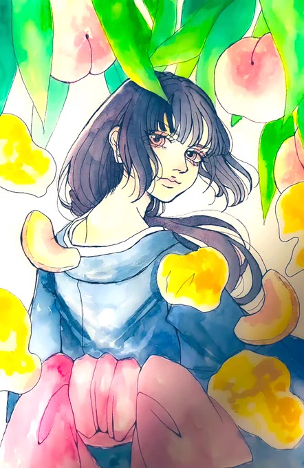 ジューシー桃 #イラスト