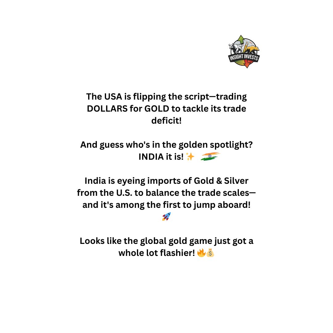 DCipherMarkets's tweet photo. "India & US are turning trade into treasure—Dollars for Gold! "✨💰
#GoldRush #TradeGlowUp #IndiaUSA #BullionBoom https://t.co/plxiGhjOVe
