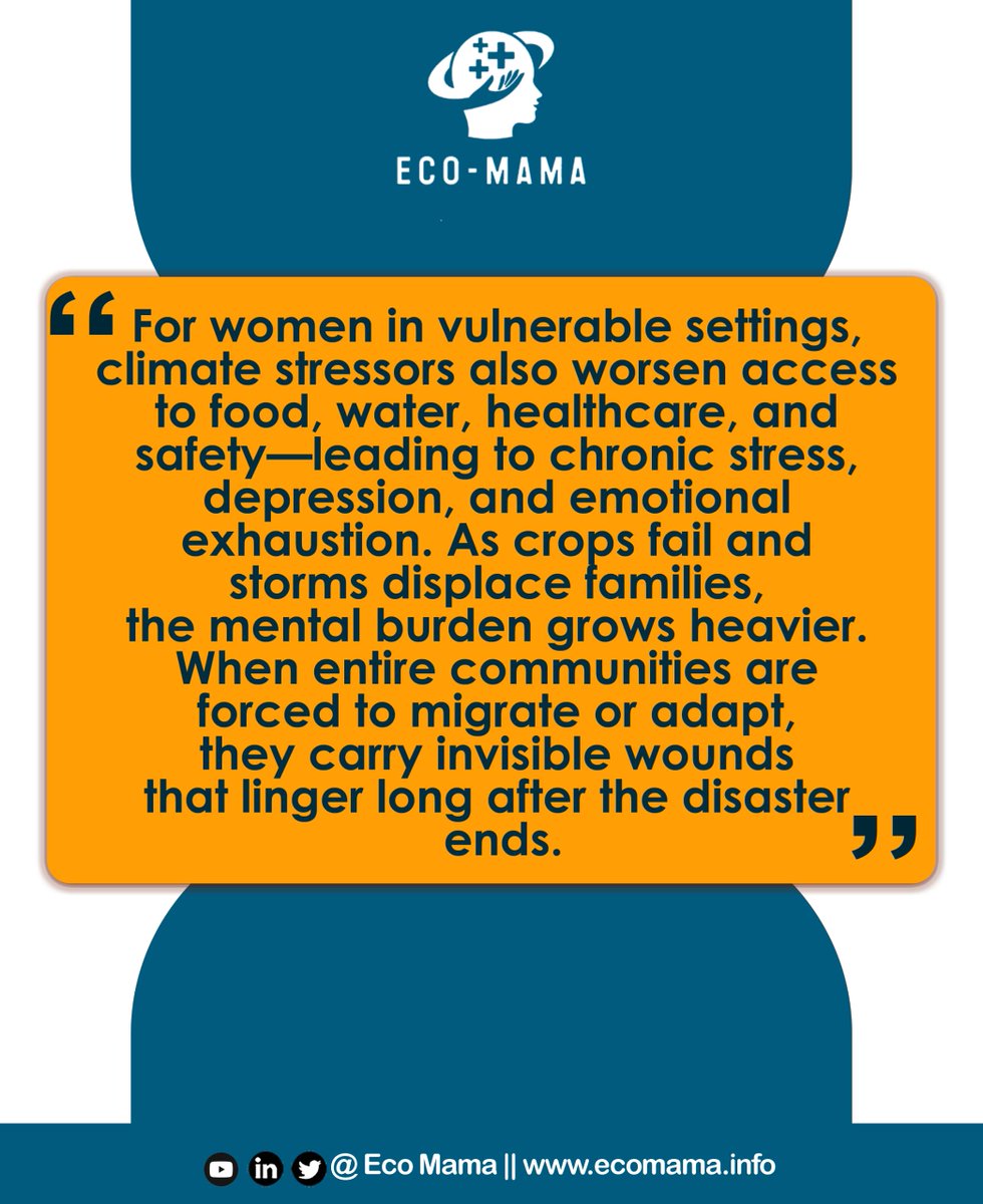 ECOMAMA000's tweet image. For women in vulnerable settings, climate stressors also worsen access to food, water, healthcare, and safety, leading to chronic stress, depression, and emotional exhaustion.  #EcoMama uses technology to create a solution. Join  or partner with us
#EcoMama #WWP #climatechange