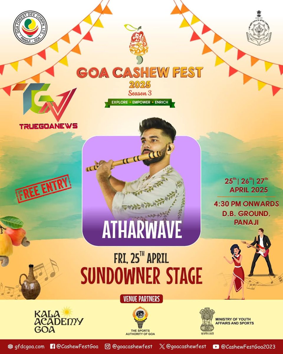 Walurod's tweet photo. Truegoanews:3rd Edition of Cashew Fest 2025,from 25th to 27th April,At DB Ground, Campal, Panjim Goa https://t.co/IRXdULj5bK