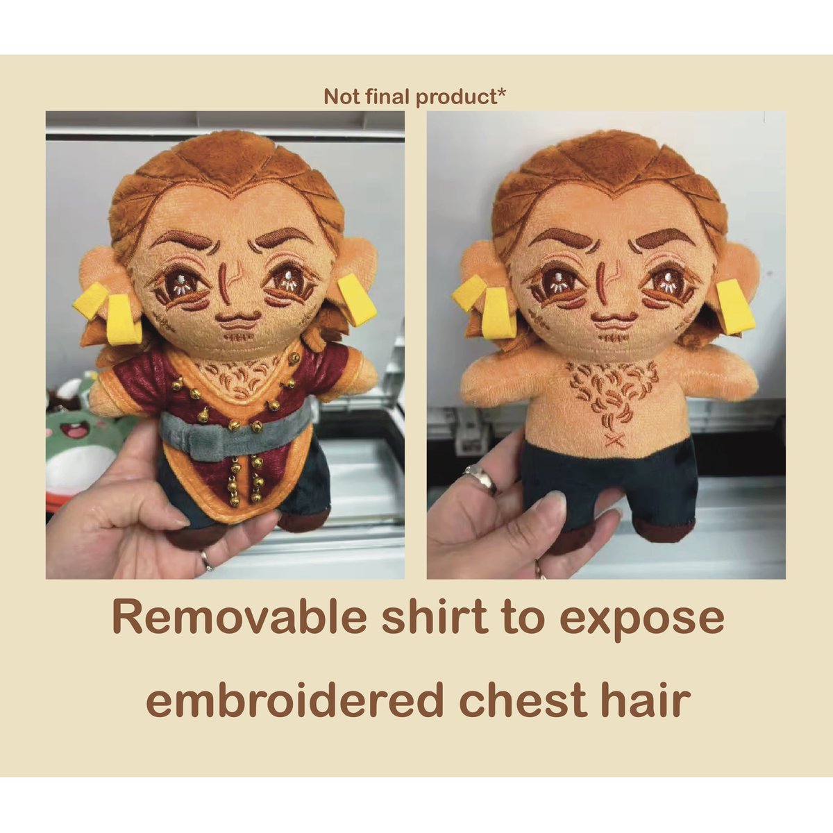 Westlywheatlya2's tweet image. Etsy preorders for Varric are going up on April 18th! 
They will be up for one week and after that whatever I have in my reserves will be going up for sale after they arrive (10-20 plushies)  
This is likely my only run of varric, as the metal accessories have to be added by hand