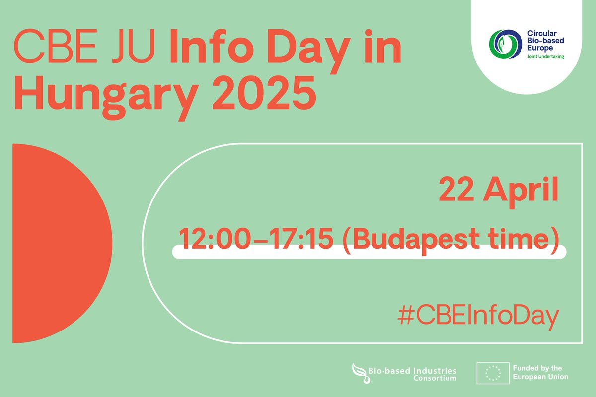 CBE_JU's tweet photo. CBE JU national info days are here!

Discover this year's funding opportunities in your country, meet experts and your peers, and learn how to get involved.

More info: https://t.co/tjLpmqFNkZ

#CBEInfoDay https://t.co/0ElcGopZd0