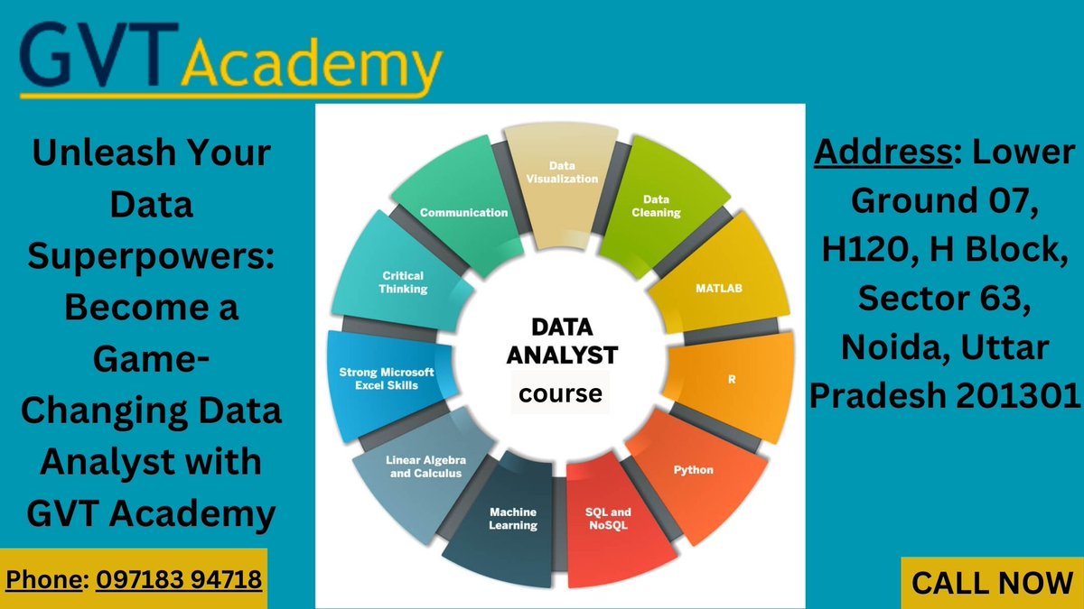 GVTAcademy's tweet photo. Check out my latest article: Discover the Best Data Analyst Course with AI in Noida – Only at GVT Academy! https://t.co/Wg5EDhjVGf via @LinkedIn 
#dataanalyst #datacourse #learnanalytics #gvtacademynoida #careerintech #dataanalysis #dataanalytics #sql #python #datascience https://t.co/haHOrSZK6s
