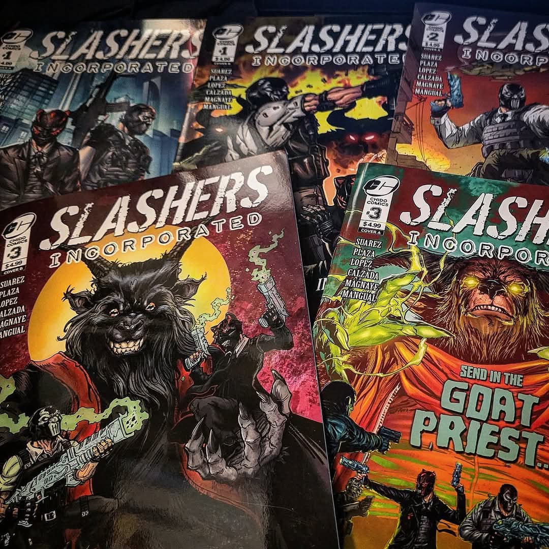 Almost out of SLASHERS INC, don't say we didn't warn you! Limited copies available! Get your bundle while you can. chidocomics.bigcartel.com/product/slashe…