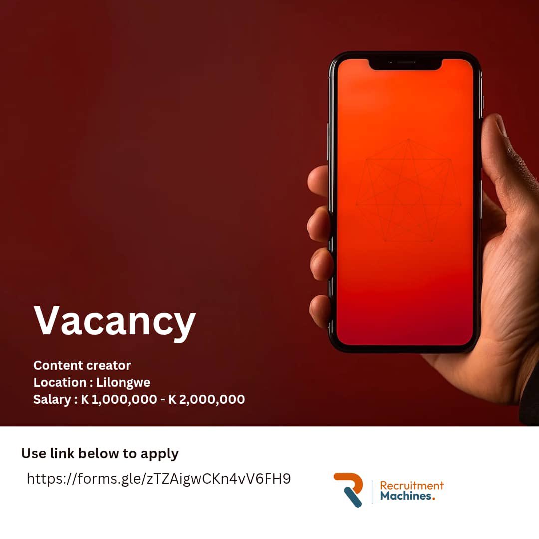 Recruitmen83663's tweet photo. Vacancy Announcement from Recruitment Machine. 

Hiring on behalf of a client. 
Position: Content creator 
Location: Lilongwe. 
Salary: K1,500,000

For more details and to apply, please use this link: 

https://t.co/VkRiNszqIJ https://t.co/Vo67RWPeQF