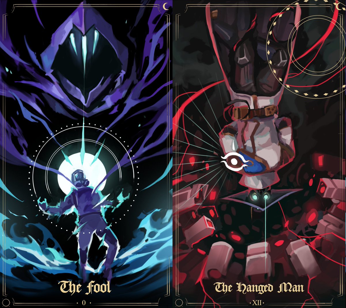tadaokiart's tweet image. The Fool // The Hanged Man