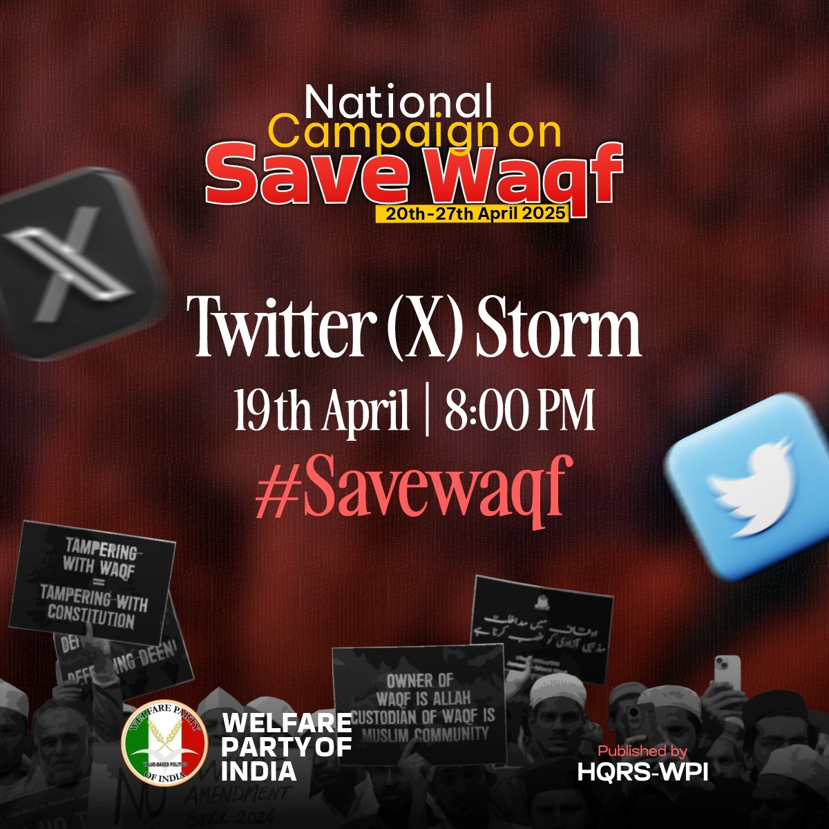UpdatesWpi's tweet photo. #rejectWaqfBill
National campaign
20 To 27 Apri 2025
@WelfarePartyIN https://t.co/aOsGhzPdMy