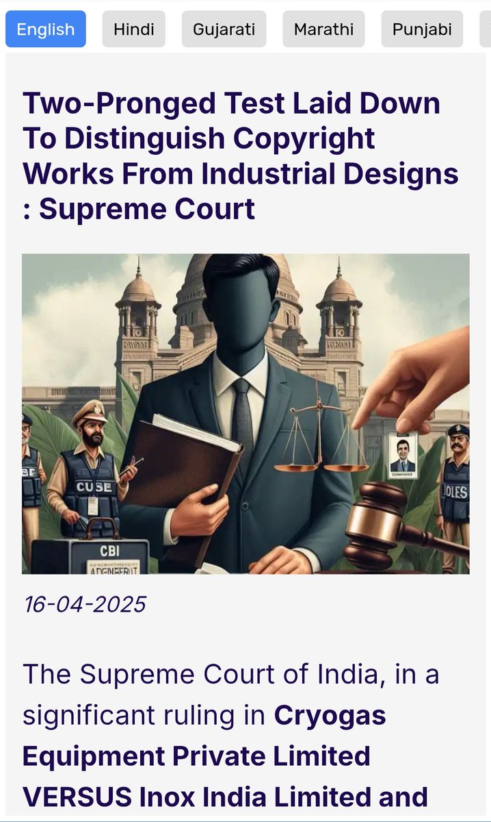 Two-Pronged Test Laid Down To Distinguish Copyright Works From Industrial Designs : Supreme Court