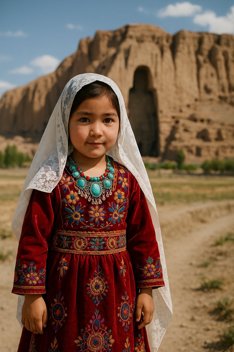 تصویری ساخته شده توسط هوش مصنوعی (AI) از یک کودک هزاره پیش روی بودا در بامیان 

#StopHazaraGenocide