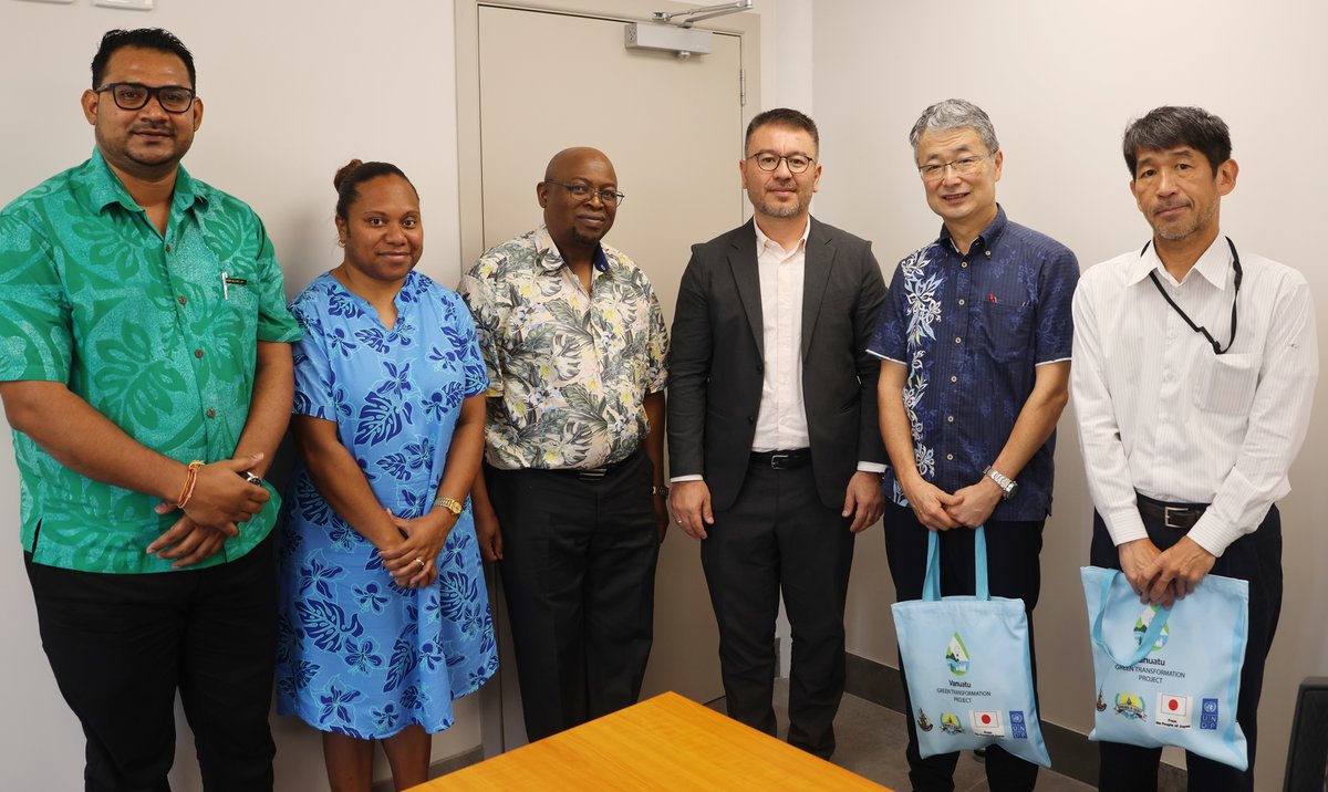 UNDP Pacific Office in Fiji (@undp_pacific) on Twitter photo Our Deputy Res. Rep <a href="/abduvakkos/">Abduvakkos</a> met with Japanese Ambassador for Vanuatu H.E. Naohisa Okuda & First Secretary Mr. Ishida Munetoshi. We're grateful for <a href="/JapanGov/">The Gov't of Japan</a> 's strong partnership on Green Energy & Parliamentary support. Our Deputy Res. Rep <a href="/abduvakkos/">Abduvakkos</a> met with Japanese Ambassador for Vanuatu H.E. Naohisa Okuda & First Secretary Mr. Ishida Munetoshi. We're grateful for <a href="/JapanGov/">The Gov't of Japan</a> 's strong partnership on Green Energy & Parliamentary support.