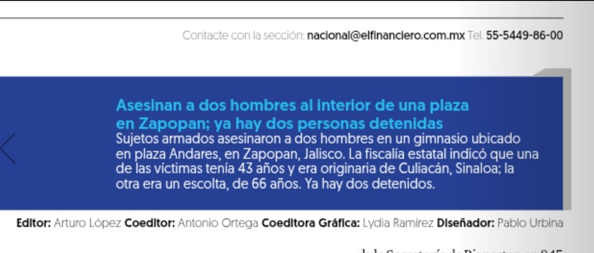 .<a href="/FiscaliaJal/">Fiscalía del Estado de Jalisco</a> podría imputar en próximas horas a los presuntos sicarios, en tanto, familiares reclamaron el cuerpo del escolta, un militar retirado.

Sin embargo el empresario, blanco del ataque, permanece en la morgue de <a href="/forensesjalisco/">IJCF</a> 

Vía <a href="/ElFinanciero_Mx/">El Financiero</a>