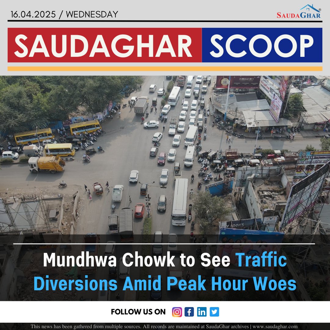 SaudaGhar's tweet photo. In a bid to tackle severe traffic congestion at Mundhwa chowk, the Pune traffic police and civic authorities have decided to implement vehicle diversions on an experimental basis. The busy junction, which connects key routes from
#saudaghar #saudagharscoop #realestate https://t.co/pelnFvH1GE