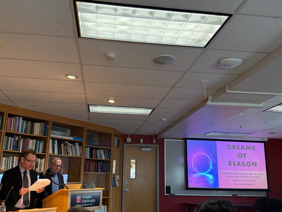 AJ_Shellhorse's tweet photo. Great times with Aníbal González-Pérez at Temple University, “Dreams of Reason: Horror and Revulsion in Latin American Science Fiction” https://t.co/voMXTQbxJW