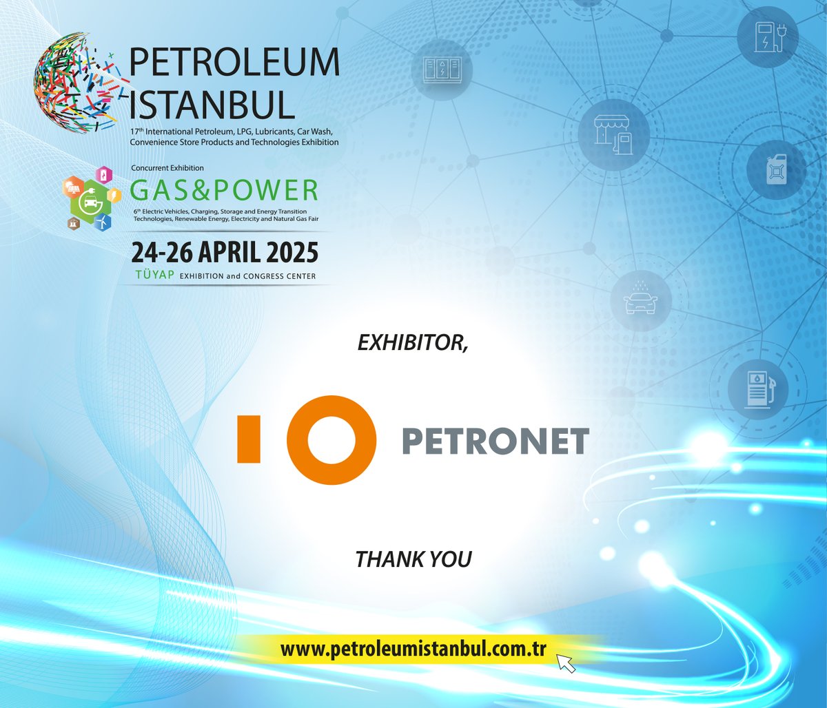Petroleumist's tweet photo. Petronet Group, Petroleum Istanbul 2025'te!

Ücretsiz online ziyaretçi girişi için hemen kaydolun.
https://t.co/EHD3TTODVU

#petroleumistanbul https://t.co/xxKFfnBhRj
