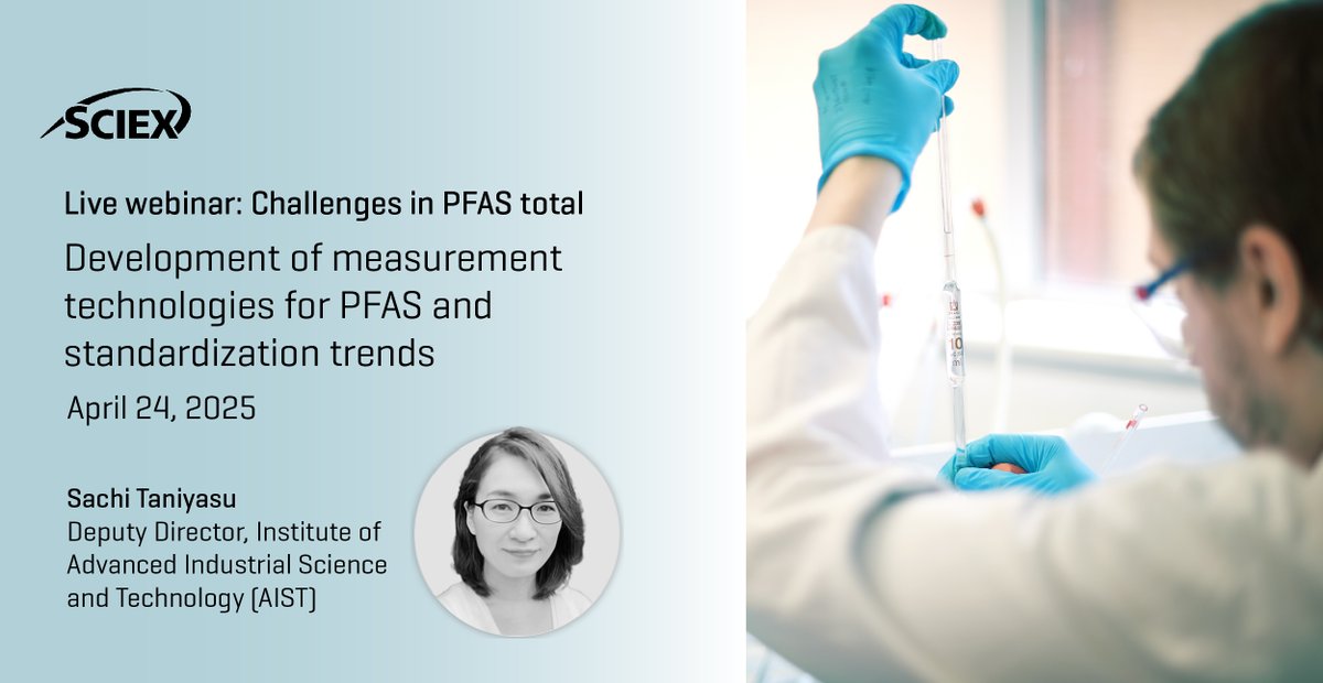 Don't miss our PFAS live webinar on April 24 featuring
Sachi Taniyasu of <a href="/AIST_EN/">AIST</a> Japan, as she shared insight on the development of measurement Technologies for #PFAS. Register now: sciex.li/wdr16a