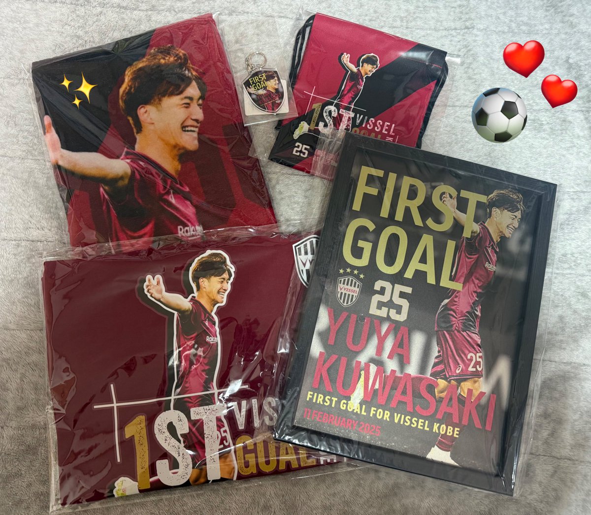 ヴィッセル神戸初ゴール記念グッズ届きました⚽️🌟
改めておめでとうございます〜😭❤️