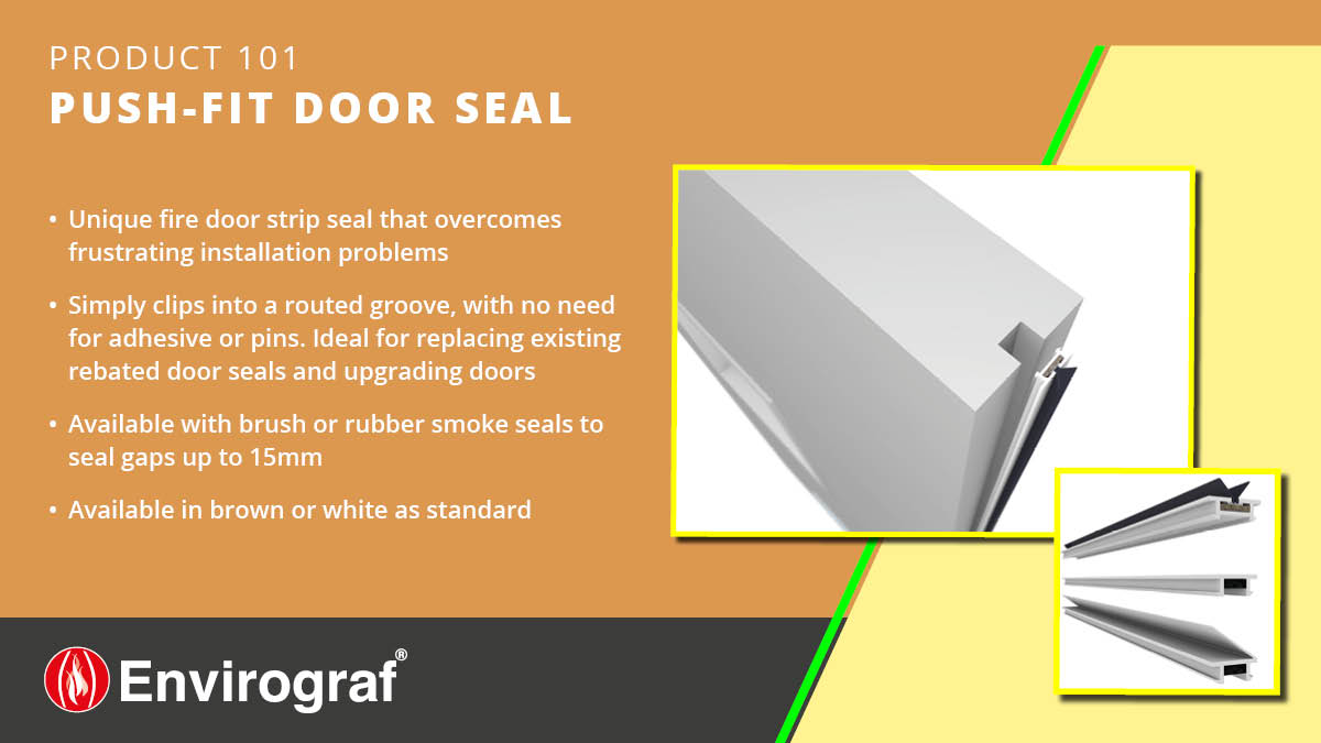 Our Push-fit door seal is a unique fire door strip seal that simply clips into a routed groove, with no need for adhesive or pins. Available with brush or rubber smoke seals to seal gaps up to 15mm. Browse our Door and Window Seals online. tinyurl.com/y7pz2u2u
