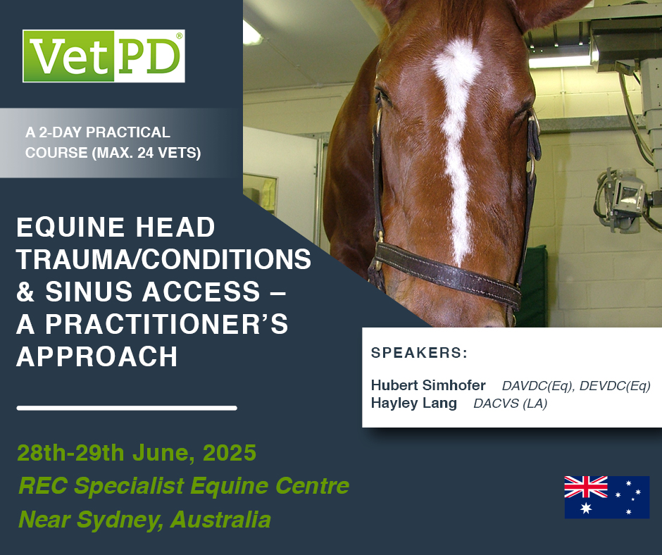 Plan ahead for our course on Equine Head Trauma/Conditions &amp; Sinus Access on 28th-29th June near Sydney, Australia.  
loom.ly/m5M2wNc

#equinevet #equineveterinarian #horsevet #veterinaryCE #veterinarycontinuingeducation #vetce