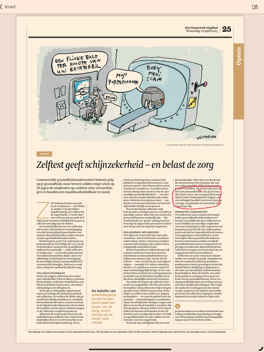 NagelWilfred's tweet image. Nogal cynische vorm van overheidsbetutteling dit. De boodschap is: “we willen niet dat U preventief prostaatkankeronderzoek doet. Want er is een goede kans dat U eerder aan aan hartaanval overlijdt”. Dank U, Maar dat is geen gezondheidszorg. Gelukkig is er de markt.