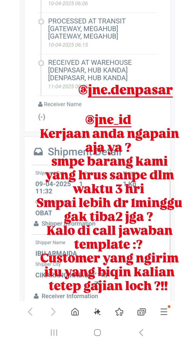 Runylubis's tweet photo. @JNE_ID bisa lebih baik gak sih pelayanannya ? 
Kita ini bayar loch barang udh smpe gak dianter2 pdhl itu obat , kalo klwrga kalian yg butuh obat gimana ? Udh smpe di tempat tp gak dianter gak diinfo kalo suruh ambil jga ? Ditanya knapa gak dianter2 jawB nya blm bsa pastiin https://t.co/0VKc4U21ho