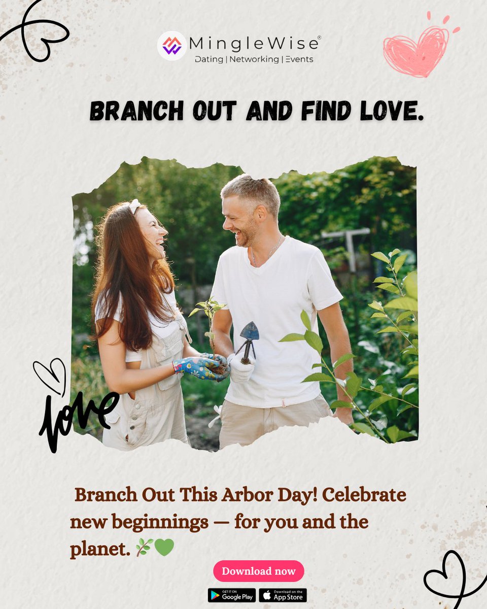 minglewise's tweet image. 🌳 Branch Out and Find Love.
Love grows when you step out of your comfort zone. 🌿
Plant a seed, swipe, and let new connections blossom.
#ArborDayLove #GrowTogether #BranchOut #RootedInLove #MingleWise 💚