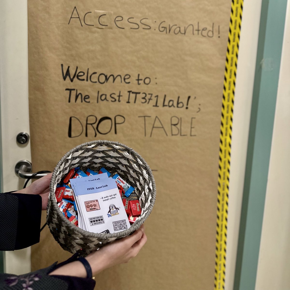 DROP TABLE Labs; – executed successfully. Access granted. Chocolate received🥳🥳