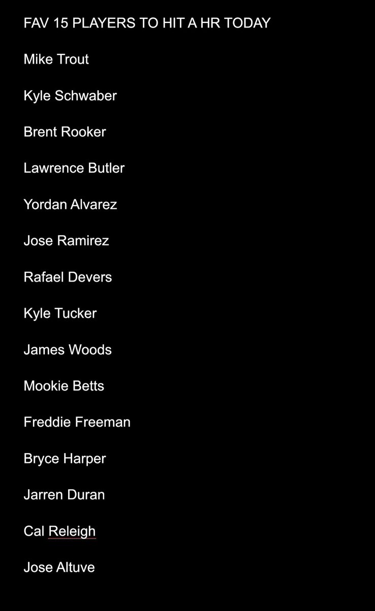 NextLevelBets_'s tweet photo. FAV 15 PLAYERS TO HIT A HR TODAY⬇️

Let’s cash again 💰 

RT+ LIKES MUCH APPRECIATED ❤️🫡 https://t.co/wd0a6ierWD