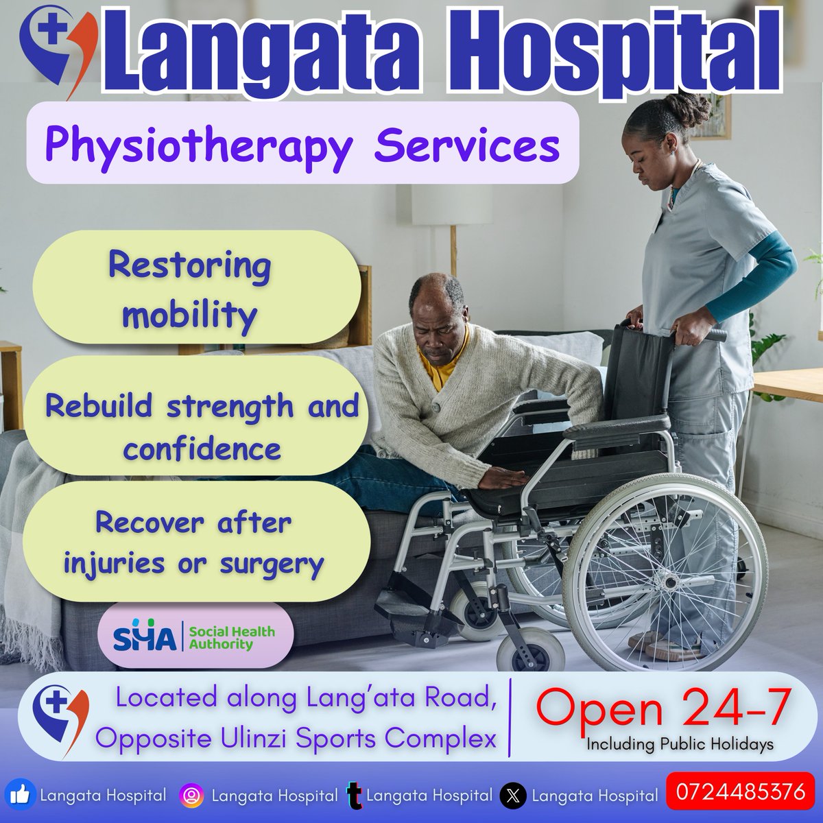 LangataHospital's tweet photo. Say Goodbye to Pain, Hello to Recovery!
Back pain, stiff joints, or muscle injuries can turn simple daily activities into a struggle. They affect how you walk, sit, sleep, and even enjoy moments with your loved ones. But it doesn’t have to be that way.
#LangataHospital https://t.co/KjrQci8UrH