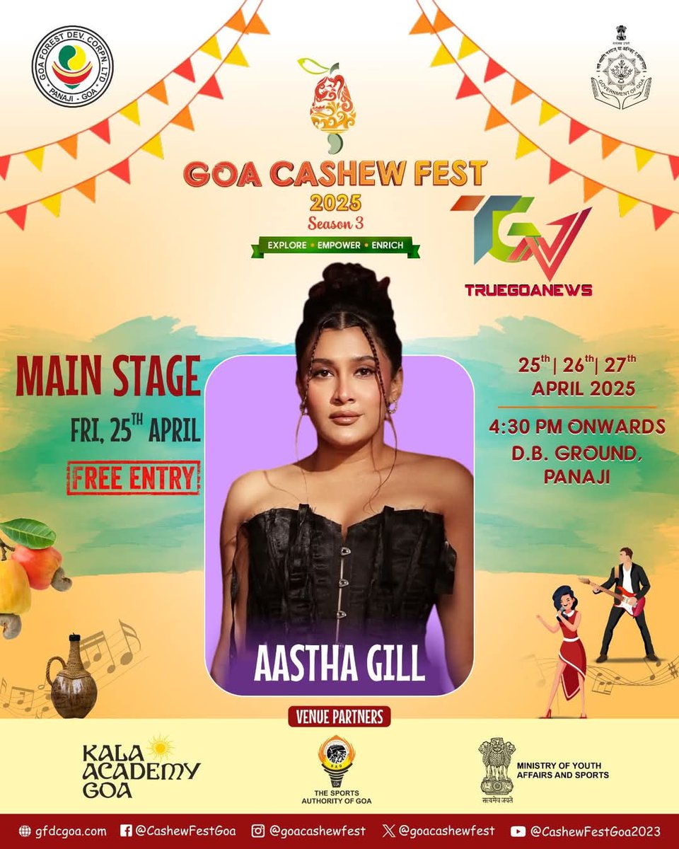 Walurod's tweet photo. The 3rd edition of Goa Cashew Fest 2025,Mark your calendars and get ready to go nuts! From 25th to 27th April at Panjim Goa Campal https://t.co/SGDtbRJPuB