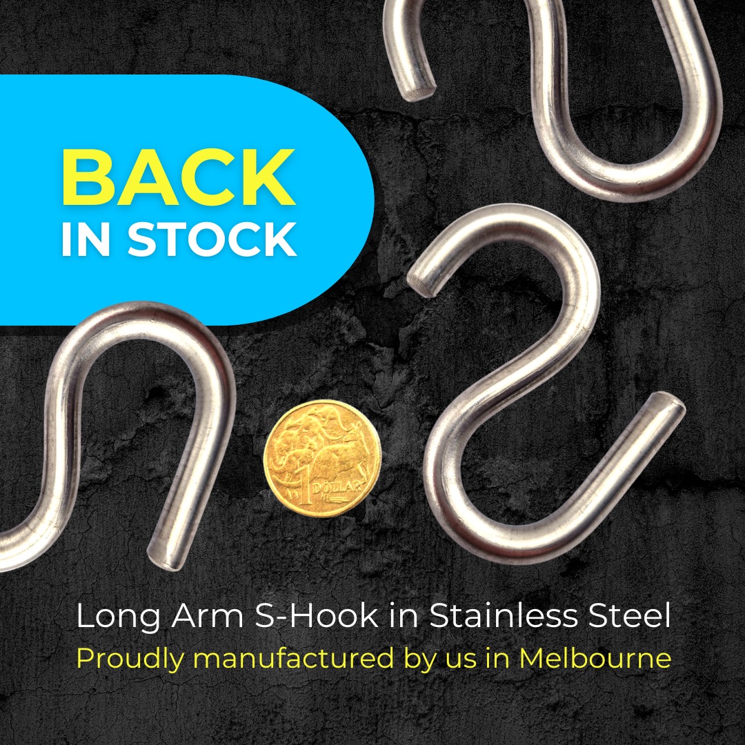 AbaconProducts's tweet image. Back in Stock!
Long Arm S-Hook in Stainless Steel, proudly manufactured right here in Melbourne, Australia. 🇦🇺
Shipping Australia wide.

🛒 Shop: vist.ly/3mzym9n

#MadeInAustralia #SHook #SHooks #Hooks #Hardware #HardwareStore #AustralianMade #AustralianManufacturing