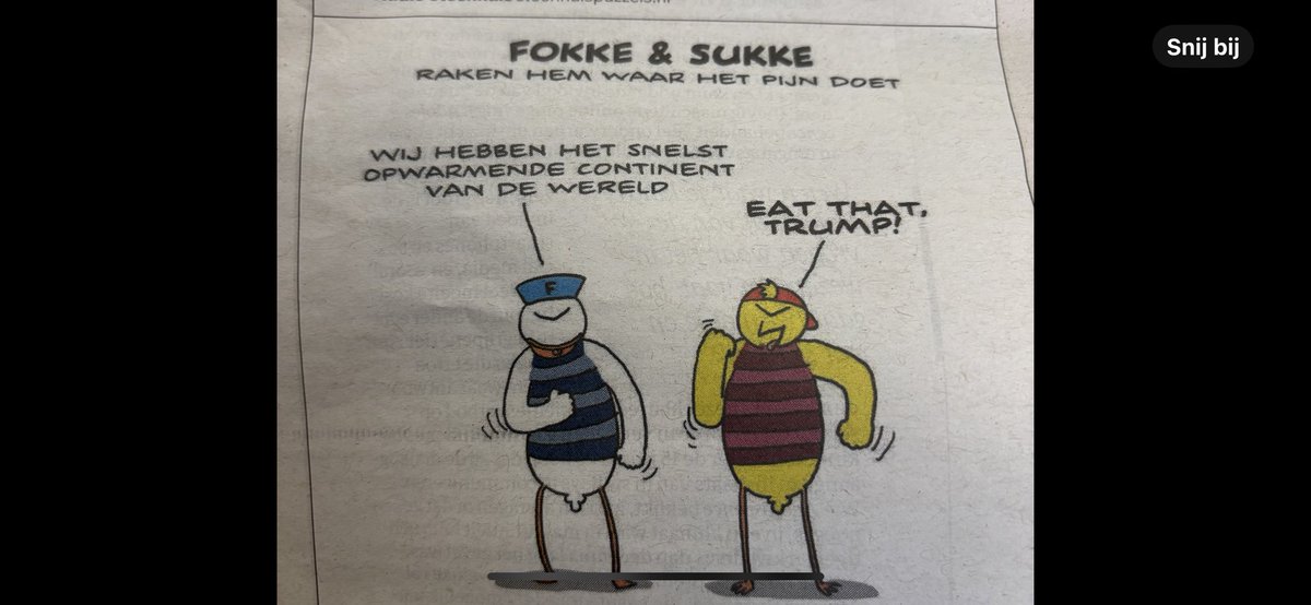 Lachen om niet te huilen.

Terwijl Nederland in het werelddeel ligt dat het snelst opwarmt en zeer kwetsbaar is voor de gevolgen van klimaatverandering, bezuinigt de briljante coalitie onder het mom “Nederlanders weer op 1” op internationaal klimaatbeleid. Niet uit te leggen.