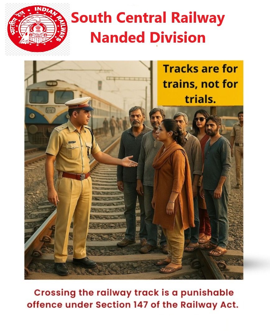 drmned's tweet photo. Tracks are not shortcuts, They’re Danger Zones.
Always use foot Over Bridges or Subways for your Safety.
#PublicAwareness #DoNotCrossTracks
@RailMinIndia https://t.co/nLEuLPPHyg