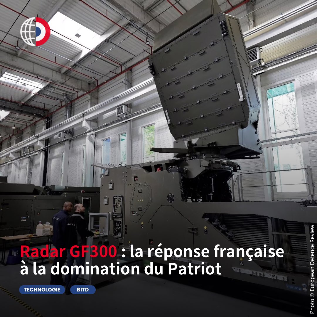 🇫🇷 Le Ground Fire 300 illustre le savoir-faire technologique français au plus haut niveau.

Plus performant que le Patriot américain, ce radar entièrement numérique peut suivre 1 000 cibles simultanément jusqu’à 550 km, analyser 4 téraoctets de données par seconde et détecter