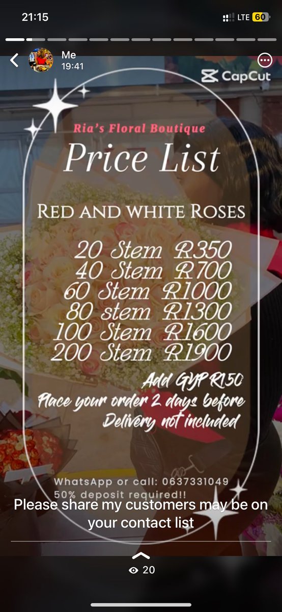 LebohangRia's tweet photo. @shiluvankuna Hi guys please support my flower business am based in Pretoria and Johannesburg https://t.co/pmEmP5yXz6
