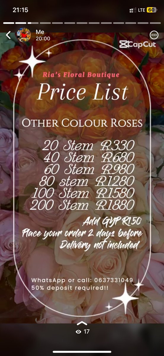 LebohangRia's tweet photo. @ChrisExcel102 Hi guys please support my flower business am based in Pretoria and Johannesburg https://t.co/yv39oPJwji