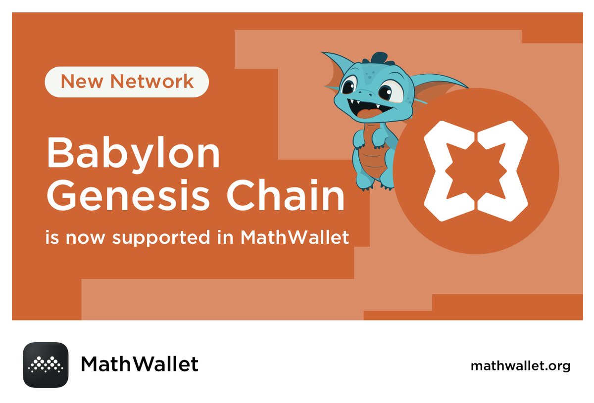 MathWallet now supports Babylon Genesis <a href="/babylonlabs_io/">Babylon</a> !

Open your MathWallet, you may:

❤️Switch to Babylon Genesis
☑️Create or Import wallet
📩Transfer &amp; Deposit
💪Access dApp
mathdapp.store/?blockchain=ba…