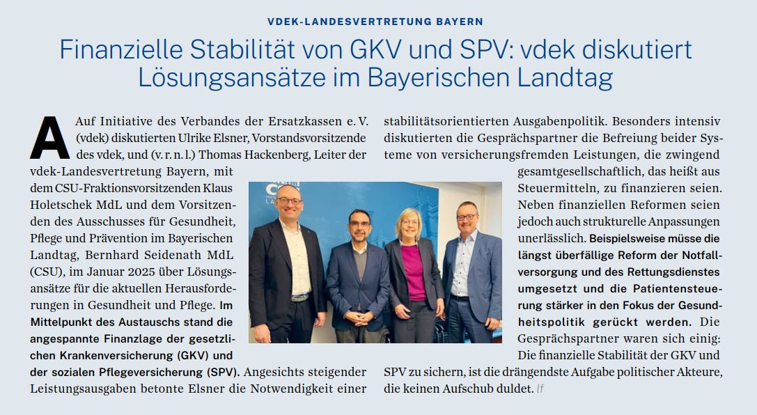 vdek-LV Bayern (@vdek_by) on Twitter photo #Lesetipp🗞️: Im neuen #ersatzkassemagazin berichten wir über unseren Austausch 💬 zur Finanzlage von #GKV und #SPV mit dem CSU-Fraktionsvorsitzenden <a href="/klausholetschek/">Klaus Holetschek</a> MdL und dem Vorsitzenden des Gesundheitsausschusses <a href="/BSeidenath/">Bernhard Seidenath</a> MdL (CSU) im <a href="/Landtag_Bayern/">Bayerischer Landtag</a>. #regionalstark #Lesetipp🗞️: Im neuen #ersatzkassemagazin berichten wir über unseren Austausch 💬 zur Finanzlage von #GKV und #SPV mit dem CSU-Fraktionsvorsitzenden <a href="/klausholetschek/">Klaus Holetschek</a> MdL und dem Vorsitzenden des Gesundheitsausschusses <a href="/BSeidenath/">Bernhard Seidenath</a> MdL (CSU) im <a href="/Landtag_Bayern/">Bayerischer Landtag</a>. #regionalstark
