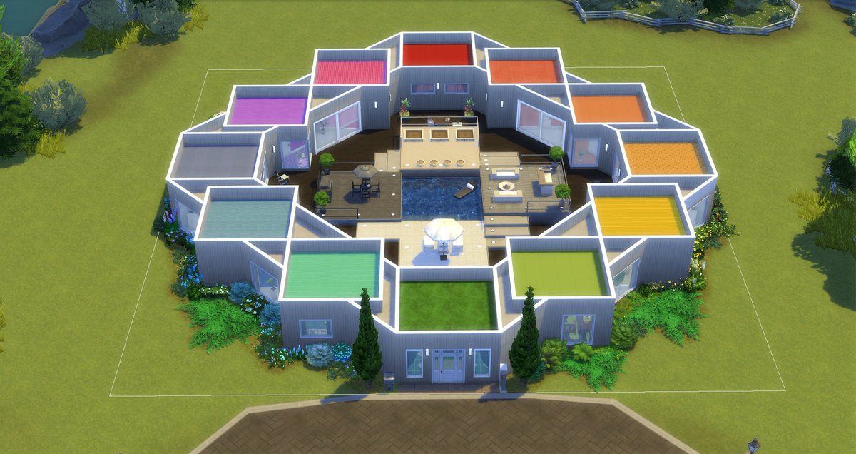 Wilcat74's tweet photo. My latest colourful creation in The Sims 4: the colour wheel! Was so fun & challenging at the same time; we really need the swatches on the last pic - along with black - in that BG trim, plz?!
#thesims4 #ts4 #ts4nocc #ShowUsYourBuilds #colorwheel #colourwheel https://t.co/200aslG1EQ