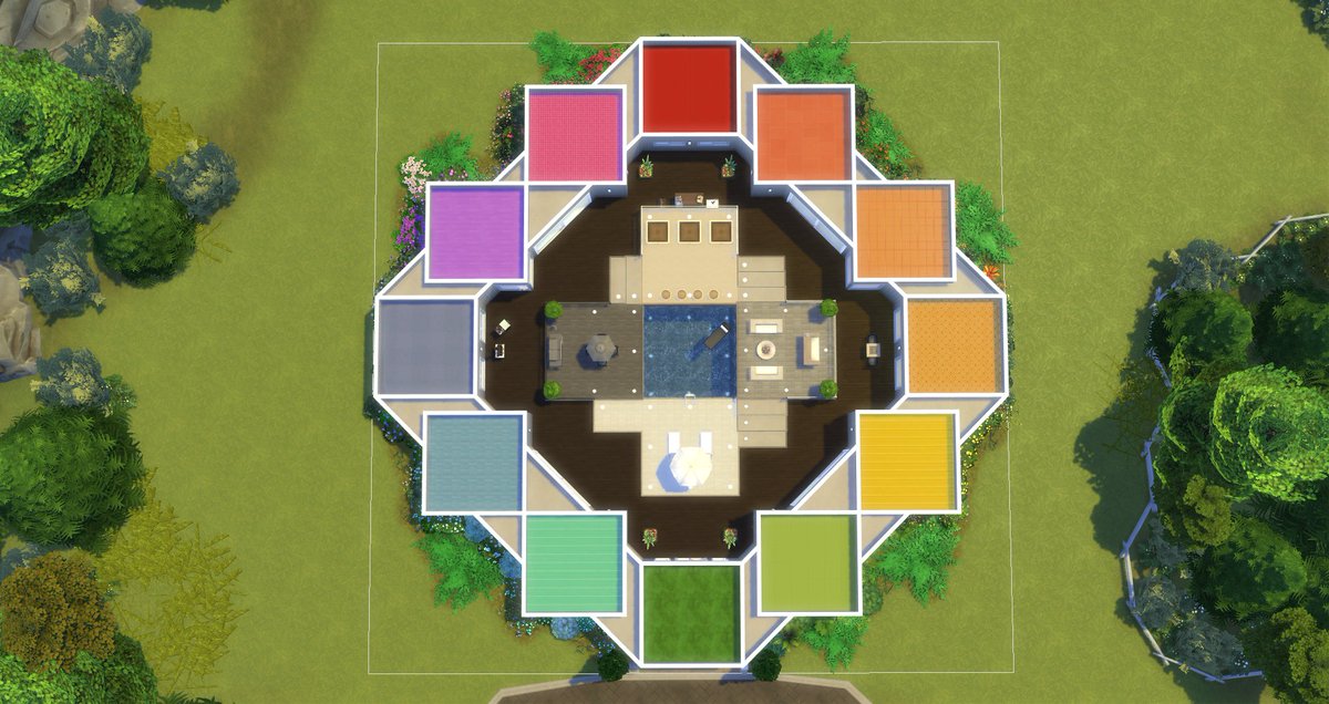 Wilcat74's tweet photo. My latest colourful creation in The Sims 4: the colour wheel! Was so fun & challenging at the same time; we really need the swatches on the last pic - along with black - in that BG trim, plz?!
#thesims4 #ts4 #ts4nocc #ShowUsYourBuilds #colorwheel #colourwheel https://t.co/200aslG1EQ